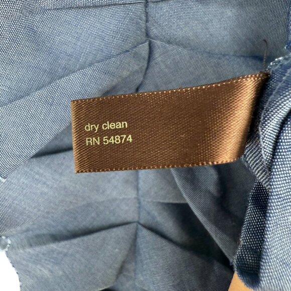 The Limited L Blue Sleeveless Blouse Button Ruffle Front Fabric Flower Shirt NWT - Picture 10 of 16